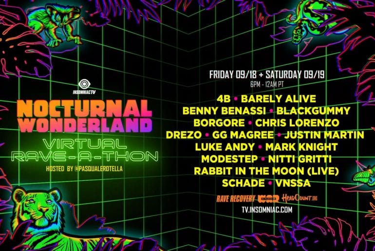 Nocturnal Wonderland Virtual Rave-A-Thon
